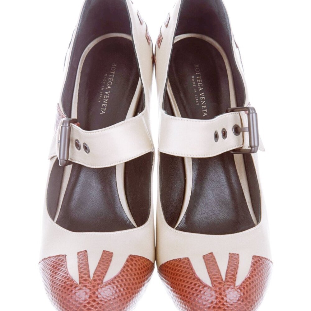 Bottega Veneta Satin/Python Embossed Leather Mary… - image 3